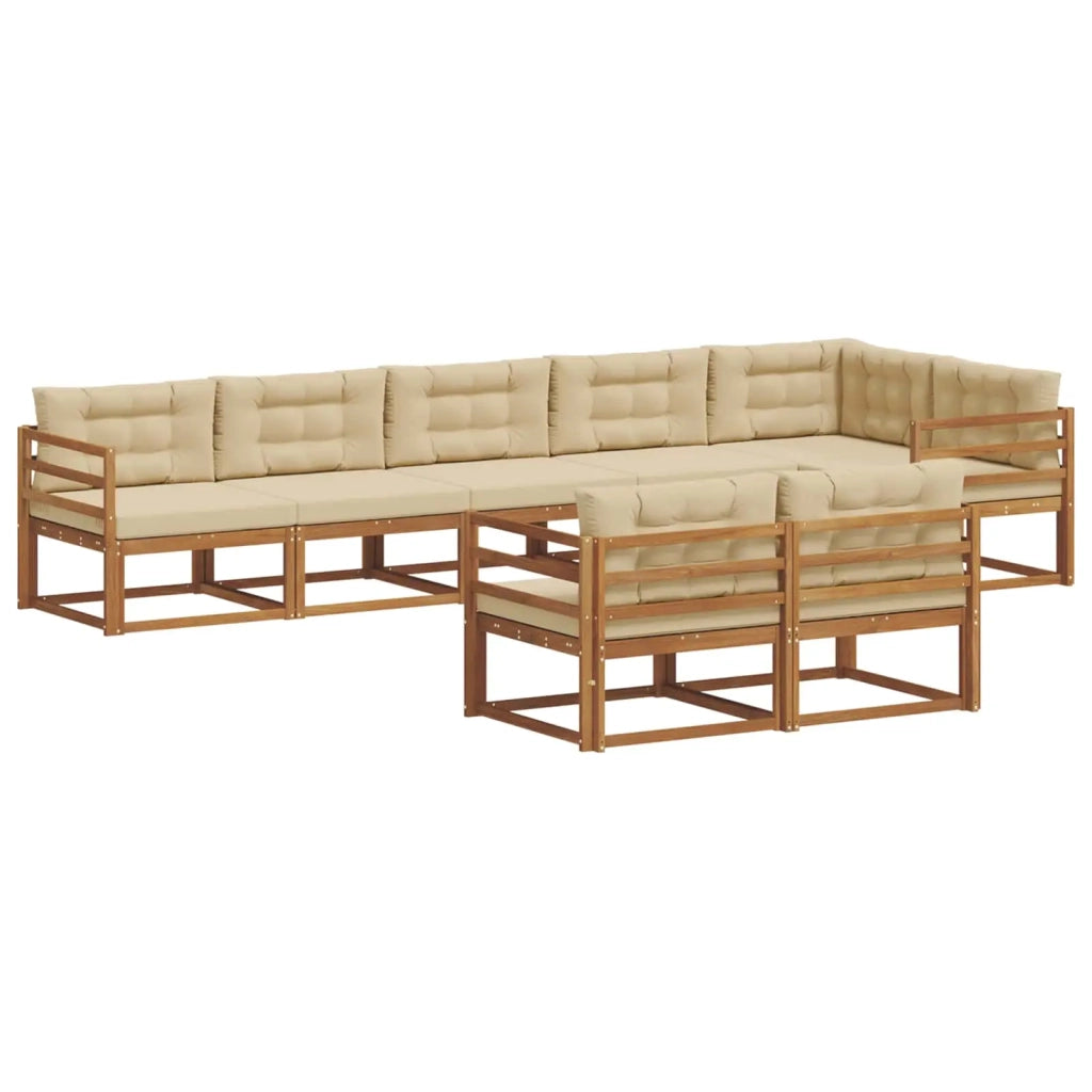 Set di divani da esterno con cuscino 8 pcs Naturale e Beige