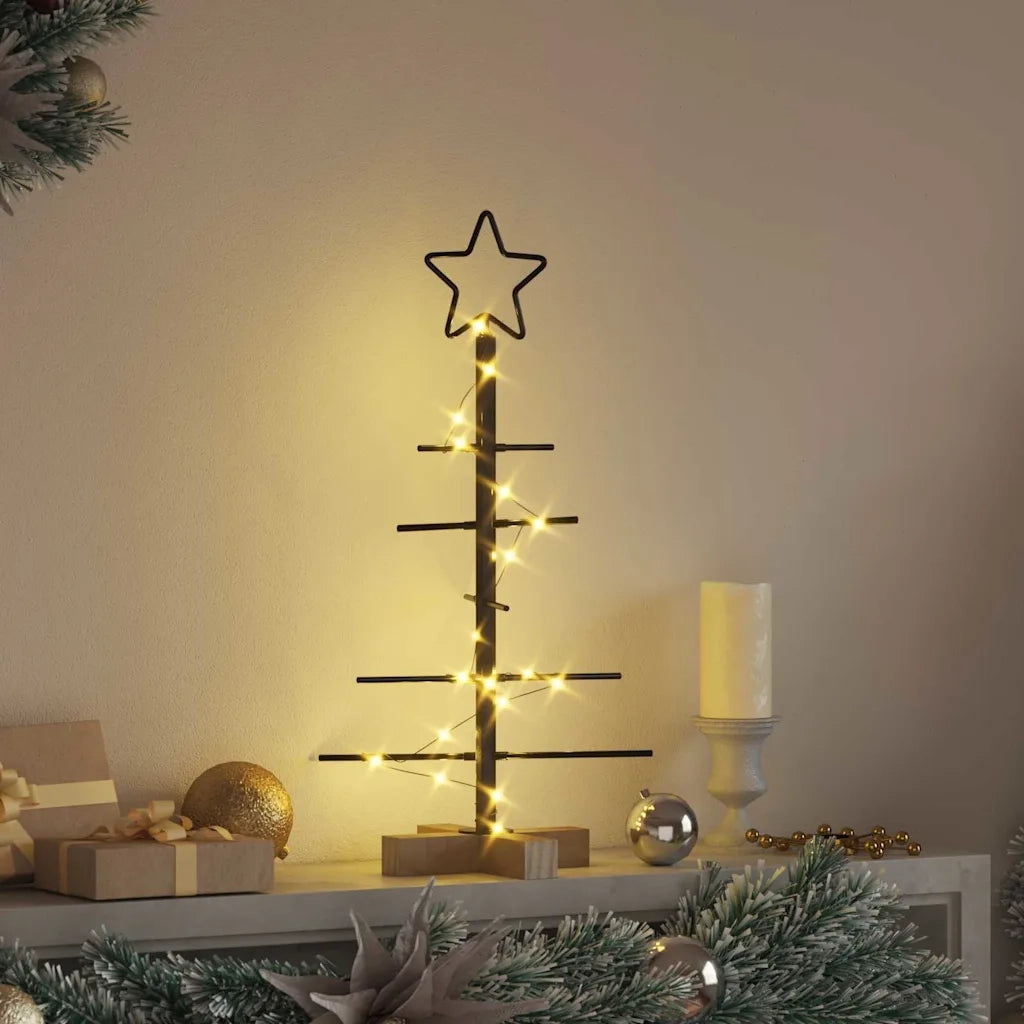 Albero di Natale | Decorazioni natalizie in metallo con supporto Nero 59,5 cm