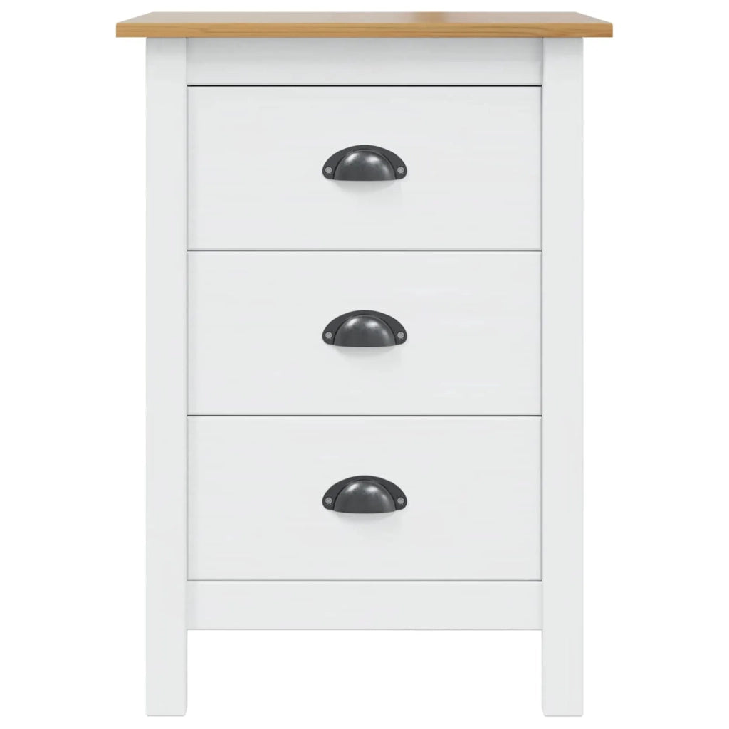 Comodino | Armadio da Notte | Mobiletto da notte HILL Bianco e marrone miele 46 x 35 x 65 cm