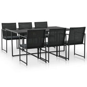 Set da Pranzo da Giardino 7 pz con Cuscini in Polyrattan Nero 44444