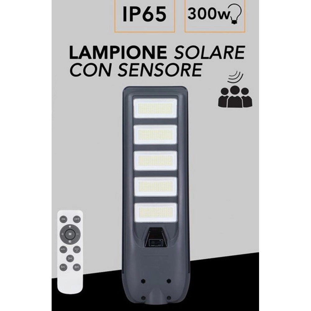 Trade Shop - Lampione Faro Led Solare 100w 160w 220w 300w Con Sensore Crepuscolare Prossimità Es-p-f -  300 Watt