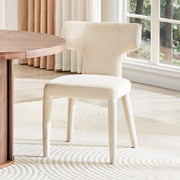 Set 2 sedie da pranzo moderne in tessuto bianco con schienale a T e gambe in metallo