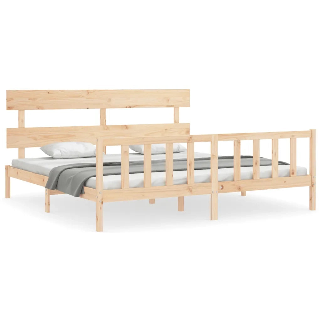 Giroletto senza Materasso-Struttura Letto 200x200 cm in Legno Massello di Pino 815826