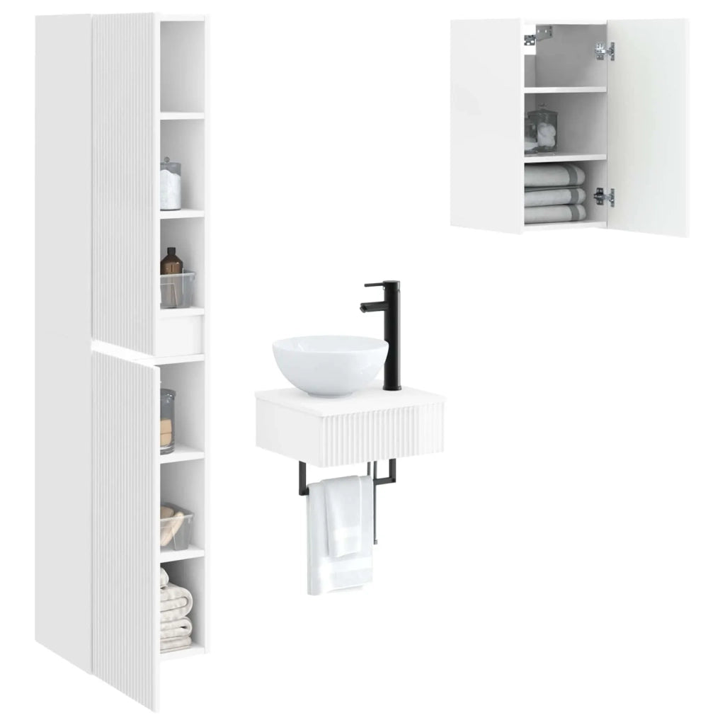 Set di mobili per il bagno 3 pz Bianco Lucido 3406047