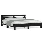 Letto matrimoniale | Letto per adulti | Giroletto con Testiera Nero 200x200 cm in Legno Multistrato