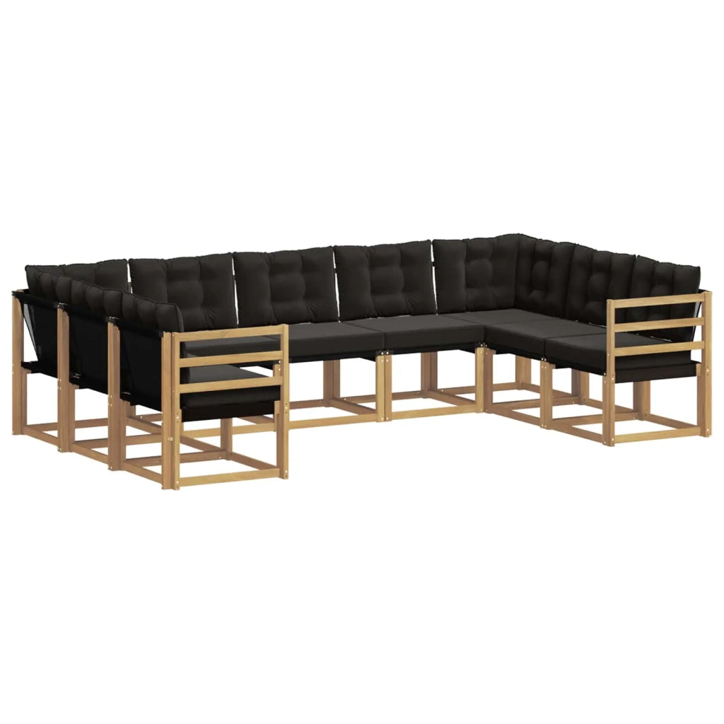 Set di divani da esterno 9 pz Bianco e Nero 3389850