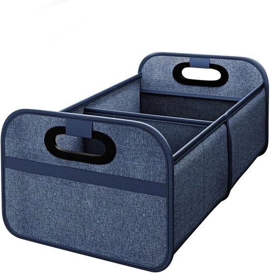 Organizzatore di bagagliaio pieghevole, organizzatore di bagagliaio robusto con compartimenti, scatola di stivaggio per l'auto, adatto per SUV e sedan. 32*23*47CM, Blu marino