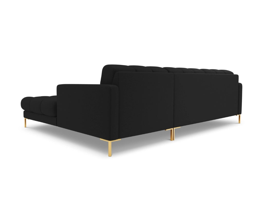 Cosmopolitan Design - Divano angolare destro "Bali" 5 posti in tessuto strutturato nero 