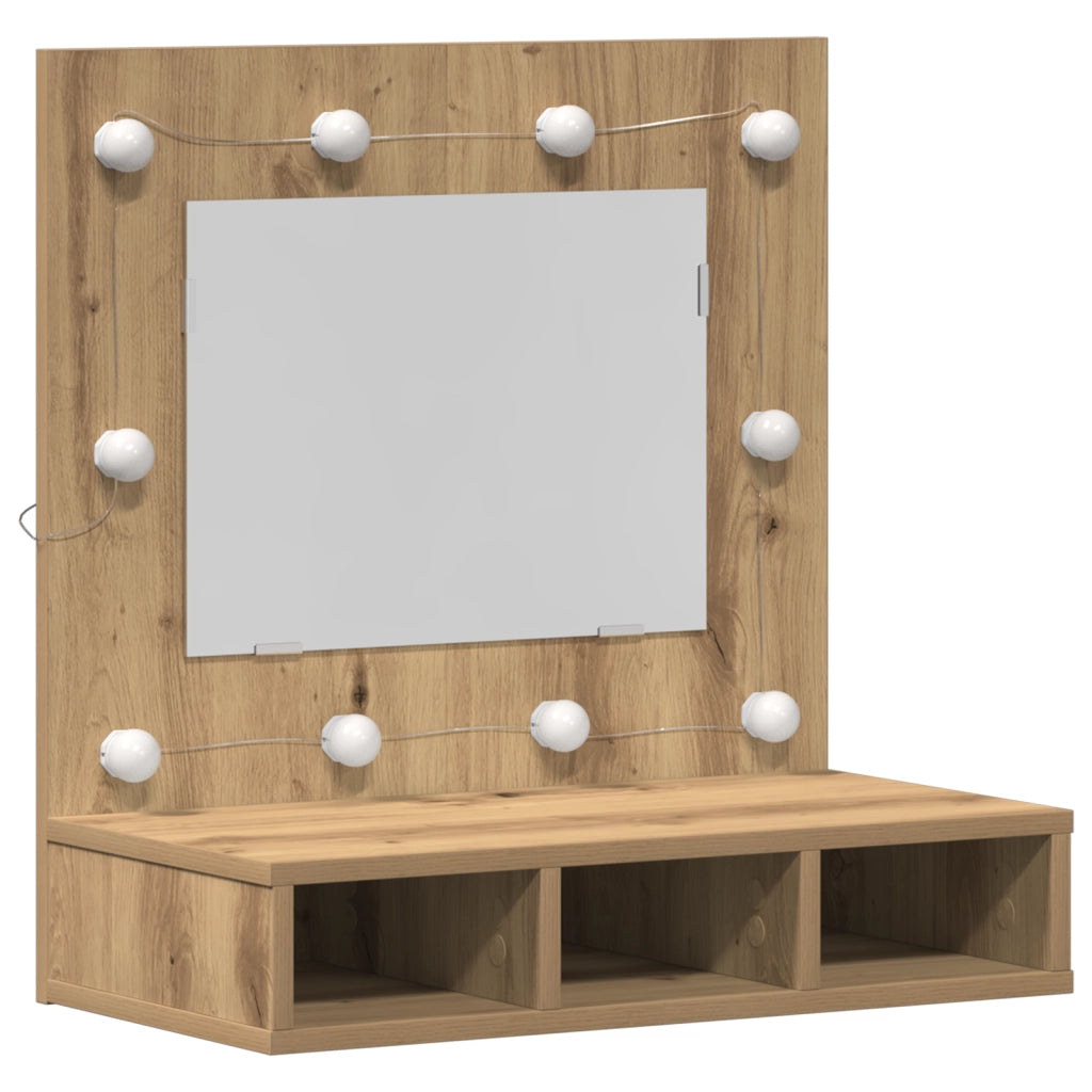 Toeletta con specchio Rovere artigianale MDF, Vetro