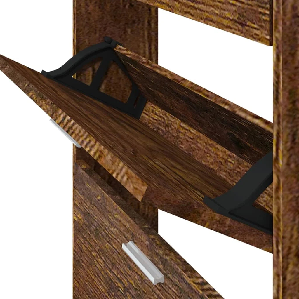Scarpiera mobile contenitore per scarpe mobile per ingresso/corridoio/soggiorno 59 x 17 x 150 cm legno ingegnerizzato marrone 02_0021564