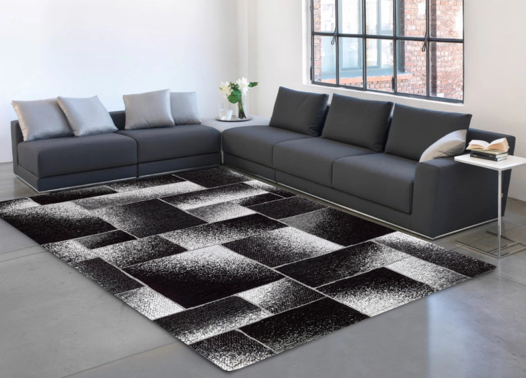 Tappeto Salotto Velour Antiscivolo Disegno Tetrix By Suardi - 115x175 - Nero