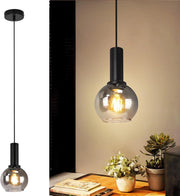 Lampada a sospensione ZMH per sala da pranzo 1 fiamma nera E27 vintage per soggiorno