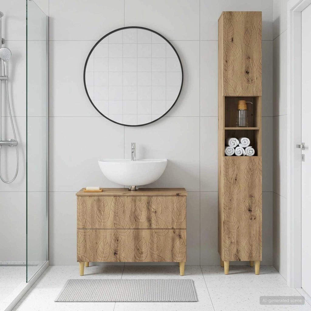 Set di Armadi da Bagno da 2 Pezzi DELFT Rovere Artigianale 3417548