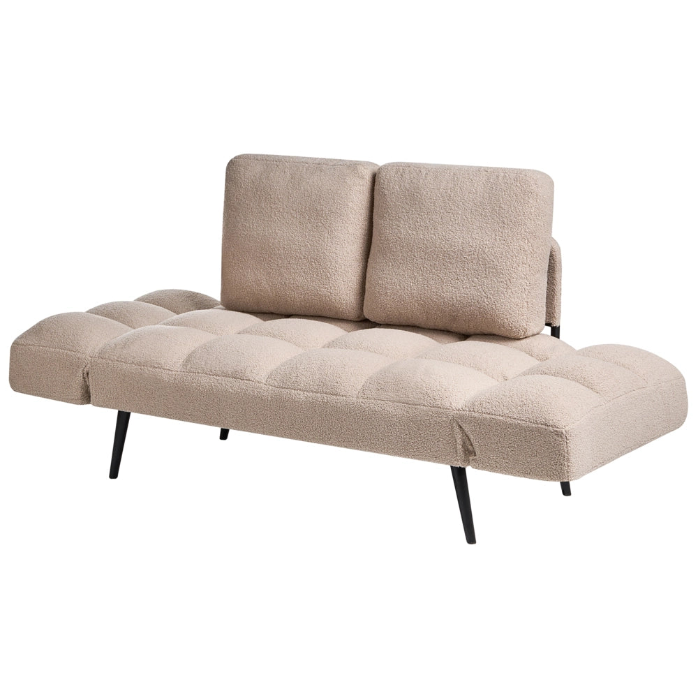 Divano letto 2 posti con rivestimento bouclè beige con Braccioli Regolabili stile Minimalista