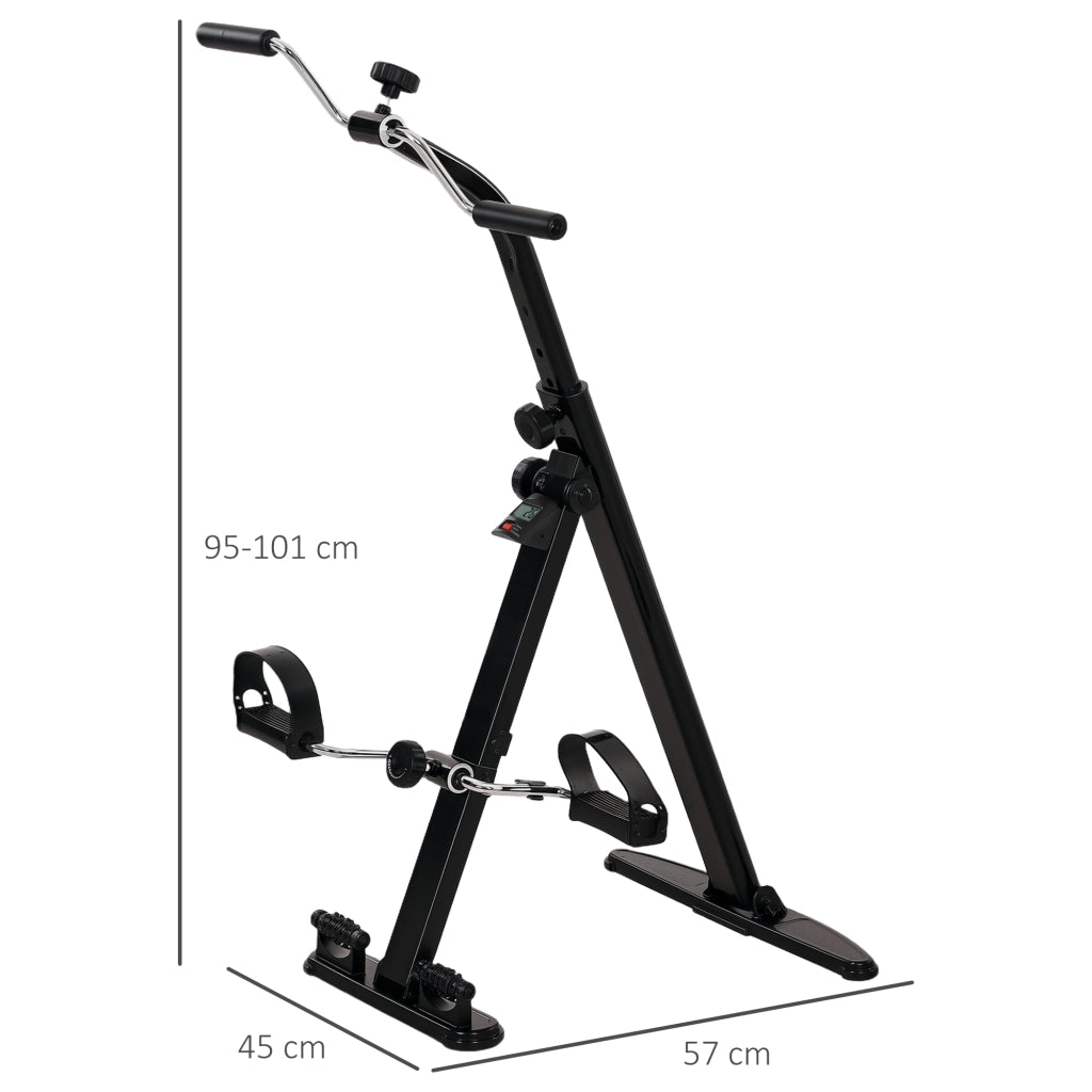 Cyclette per Riabilitazione Gambe e Braccia Pieghevole. Schermo LCD e Altezza Manubrio Regolabile. Nero