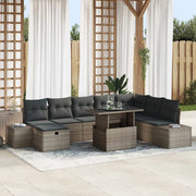 Set Divano da Giardino 9 pcs Grigio polyrattan
