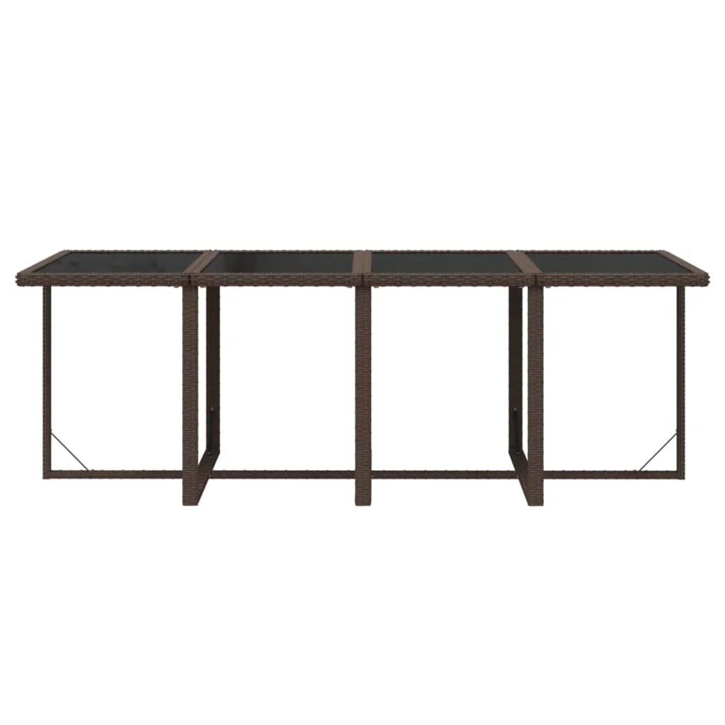 Set da pranzo per giardino mobili da esterno cuscini 9 pz polyrattan marrone 02_0014453