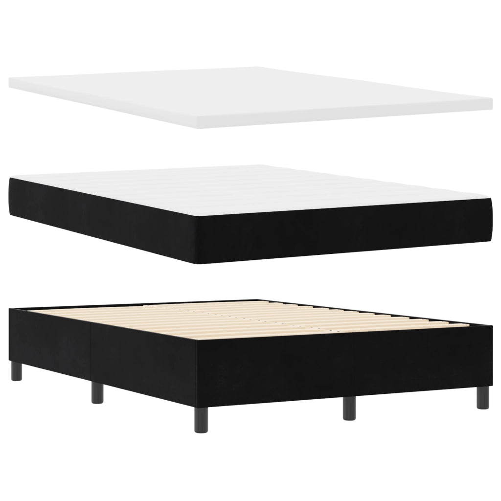 Letto Box Spring con Materasso e LED Nero 160x200 cm Velluto