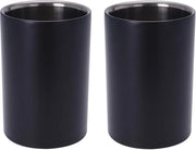 Set di 2 Raffrescatori di Vino - Acciaio Inossidabile - Doppio - Nero - 17 x 12 cm