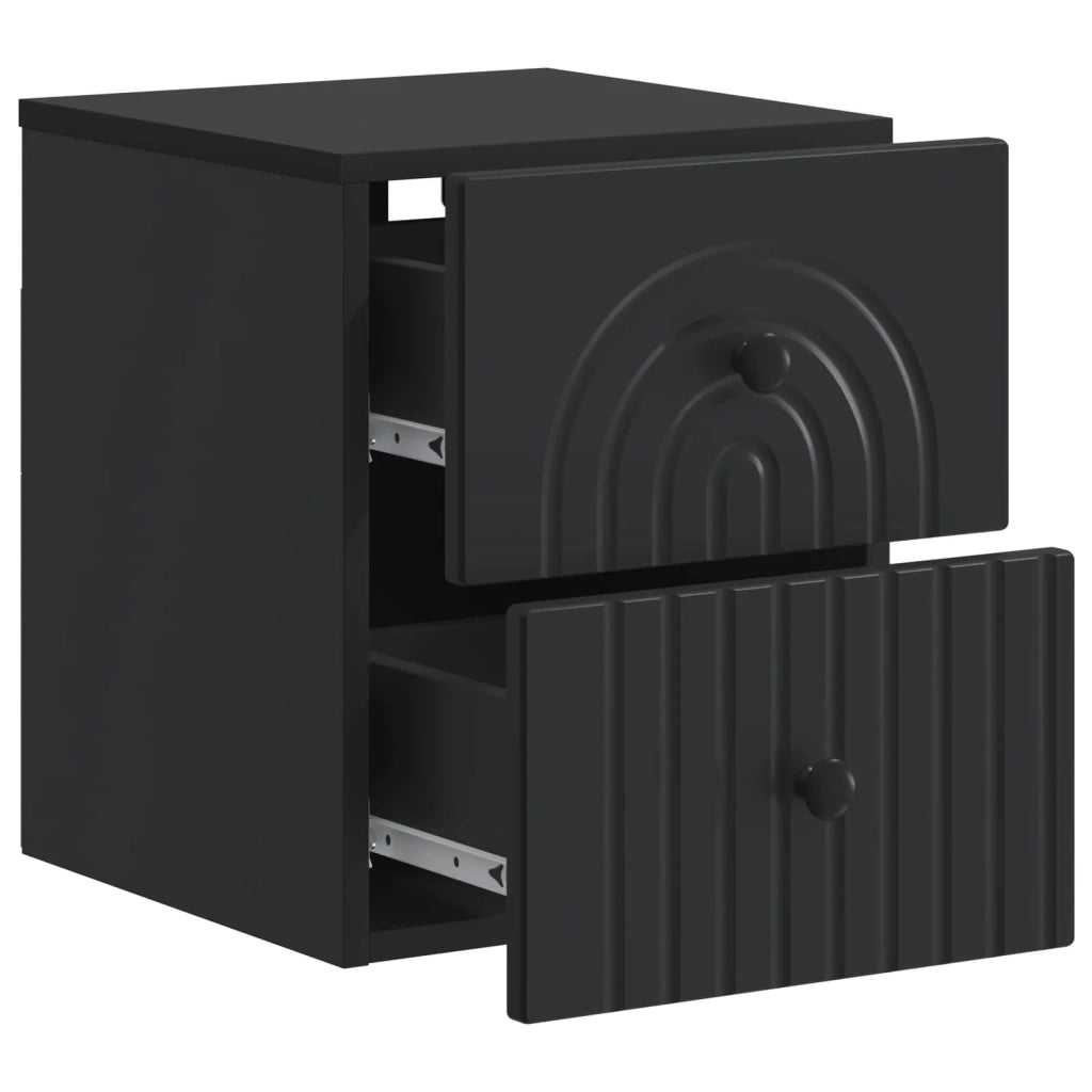 Mobiletto da notte a muro con cassetto Nero 33 x 34,5 x 40 cm