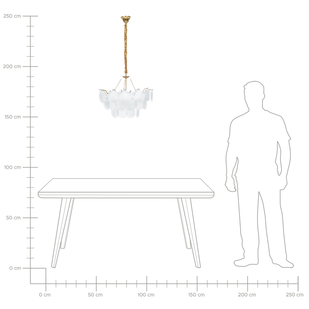 Lampadario vetro e ottone Lampada a sospensione Cristalli Stile Glamour