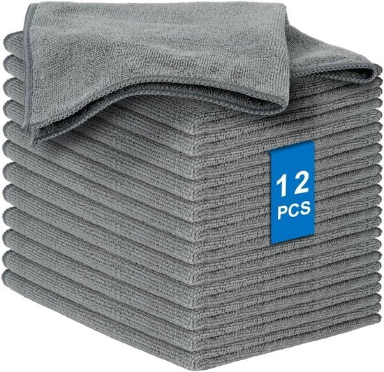 Set di 12 asciugamani in microfibra per la pulizia della cucina, dimensioni 32x32 cm, alta assorbimento, set di asciugamani per la cucina senza plastica, riutilizzabili.