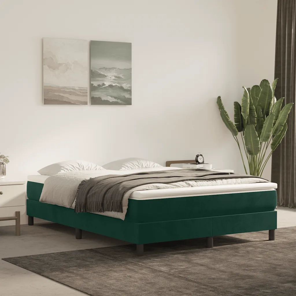 Struttura Letto a Rete a Molle Verde Scuro 140x200 cm in Velluto 3120775