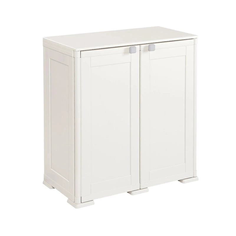 ARMADIO BASSO 79X43X85.5 CM 2 ANTE PANNA – MOBILE COMPATTO SALVASPAZIO PER LAVANDERIA E INGRESSO