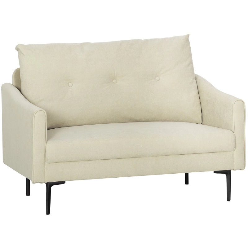 DIVANO 2 posti 124x73x92 cm Bianco crema Metallo