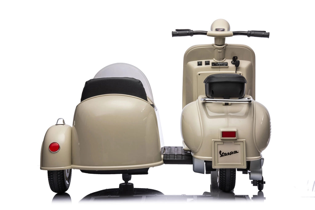 Moto Elettrica per Bambini Licenza Piaggio Vespa Sidecar 12V Crema