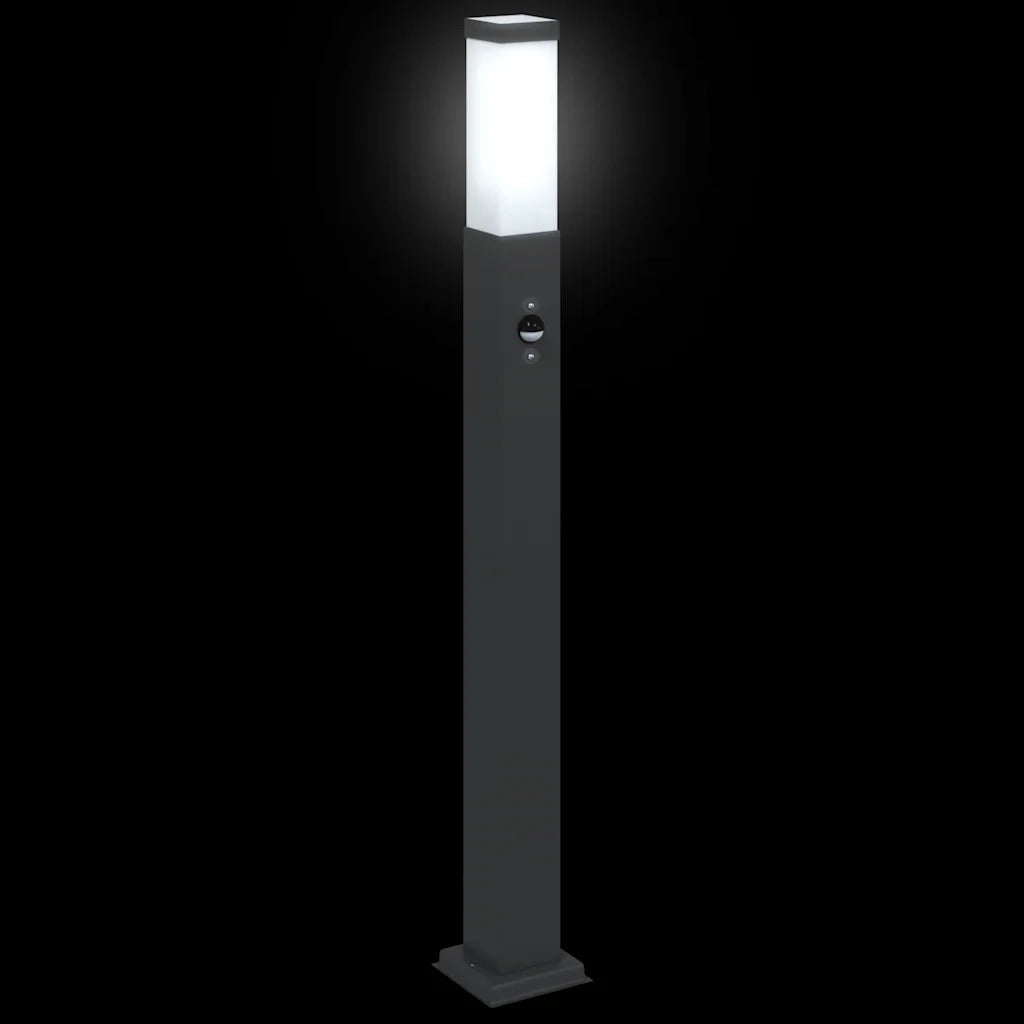 Lampioni a paletto con sensore 3 pz 80 cm neri IP44 4006080