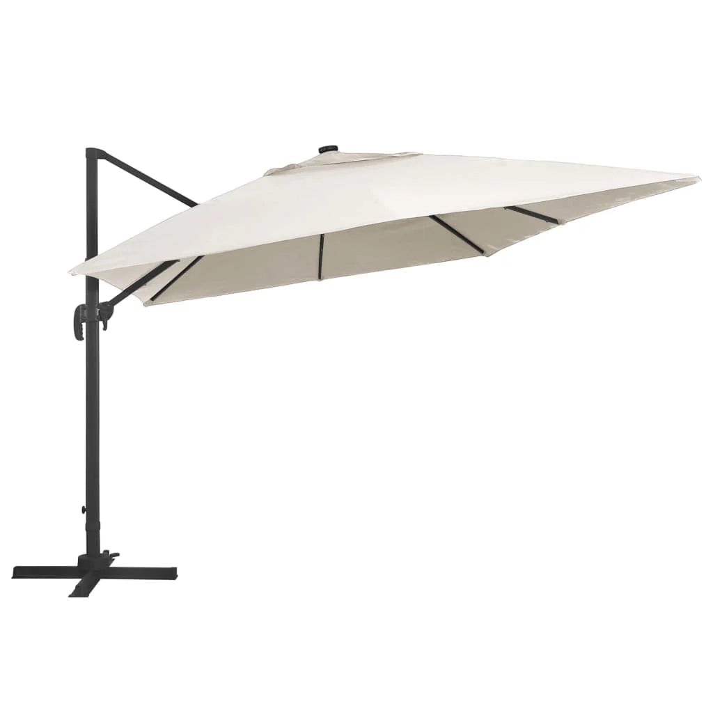 Ombrellone a braccio con luci LED alluminio 400 x 300 cm colore sabbia 02_0008451