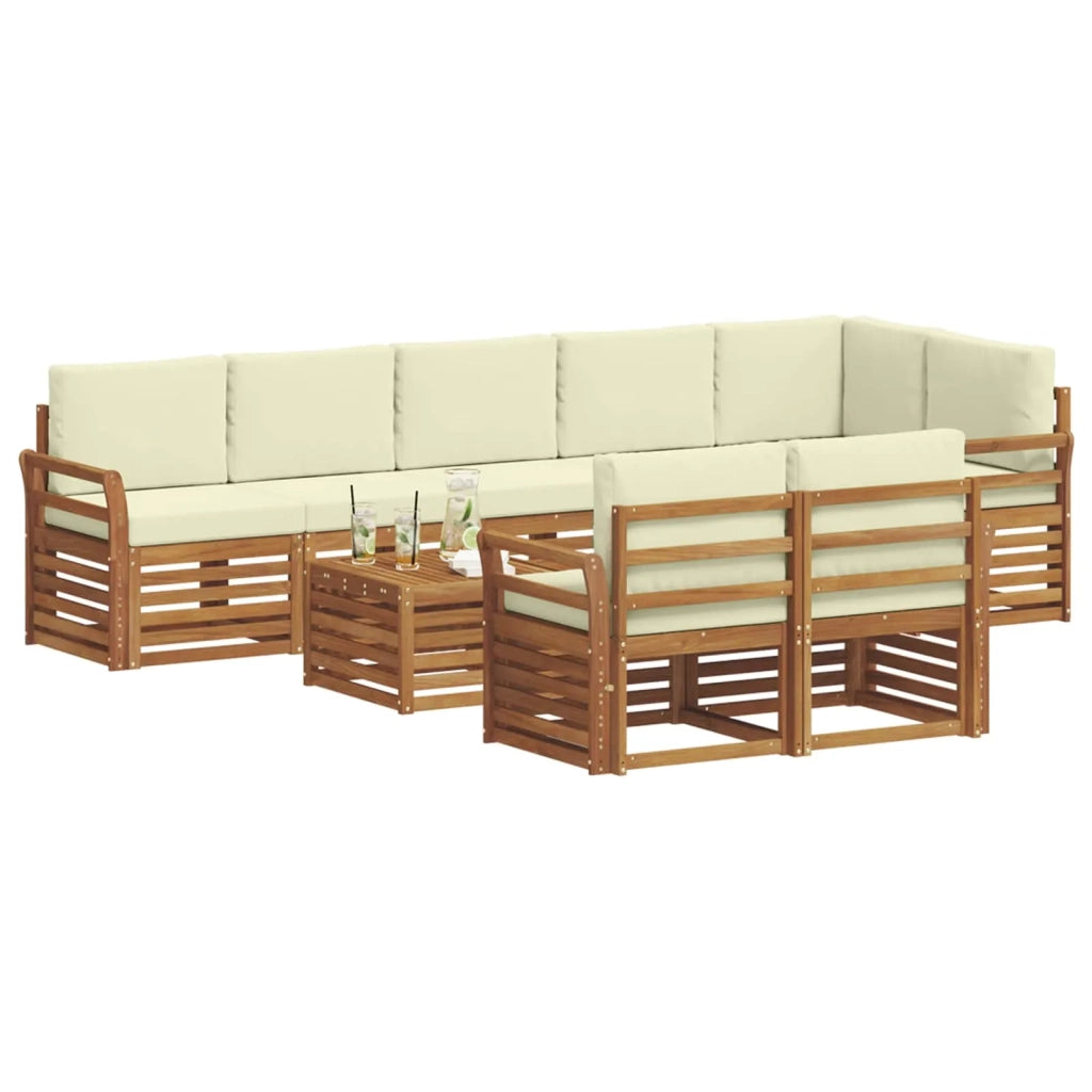 Set di divani da esterno 9 pz Naturale e Crema Poliestere 3375050