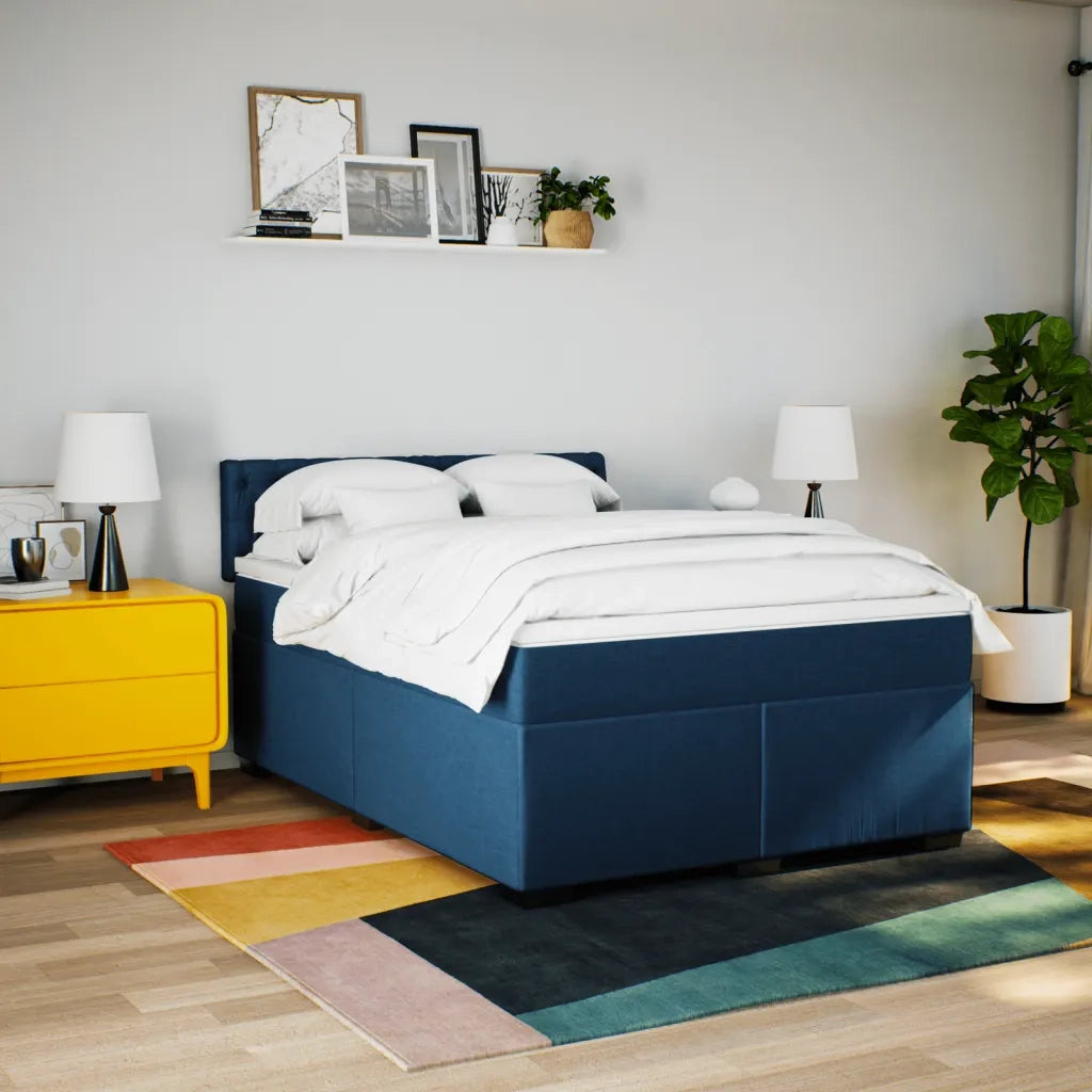 Giroletto a Molle con Materasso Blu 160x200 cm in Tessuto