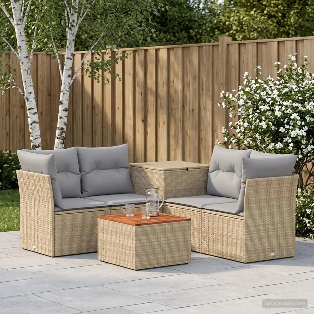 Set di divani 6 pz Beige e Grigio Chiaro 3447363