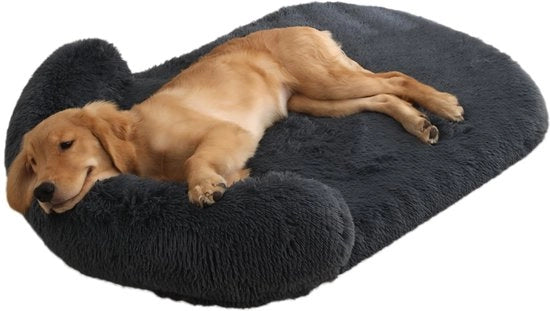 Letto per cani ortopedico, estensibile e lavabile, con superficie antiscivolo, letto calmi per grandi cani (grigio scuro, L)
