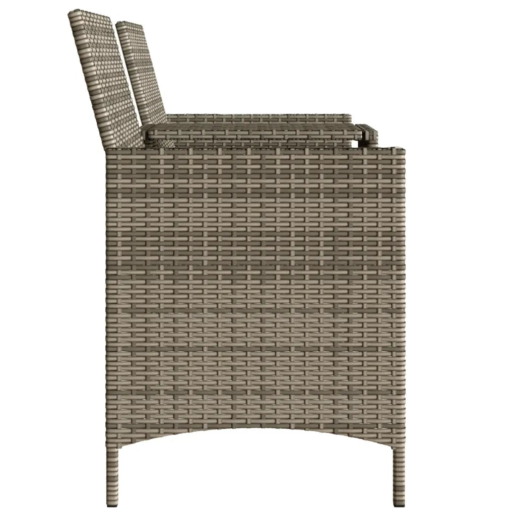 Divano Giardino 2 Posti con Tavolo e Sgabelli Grigio Polyrattan 4003892