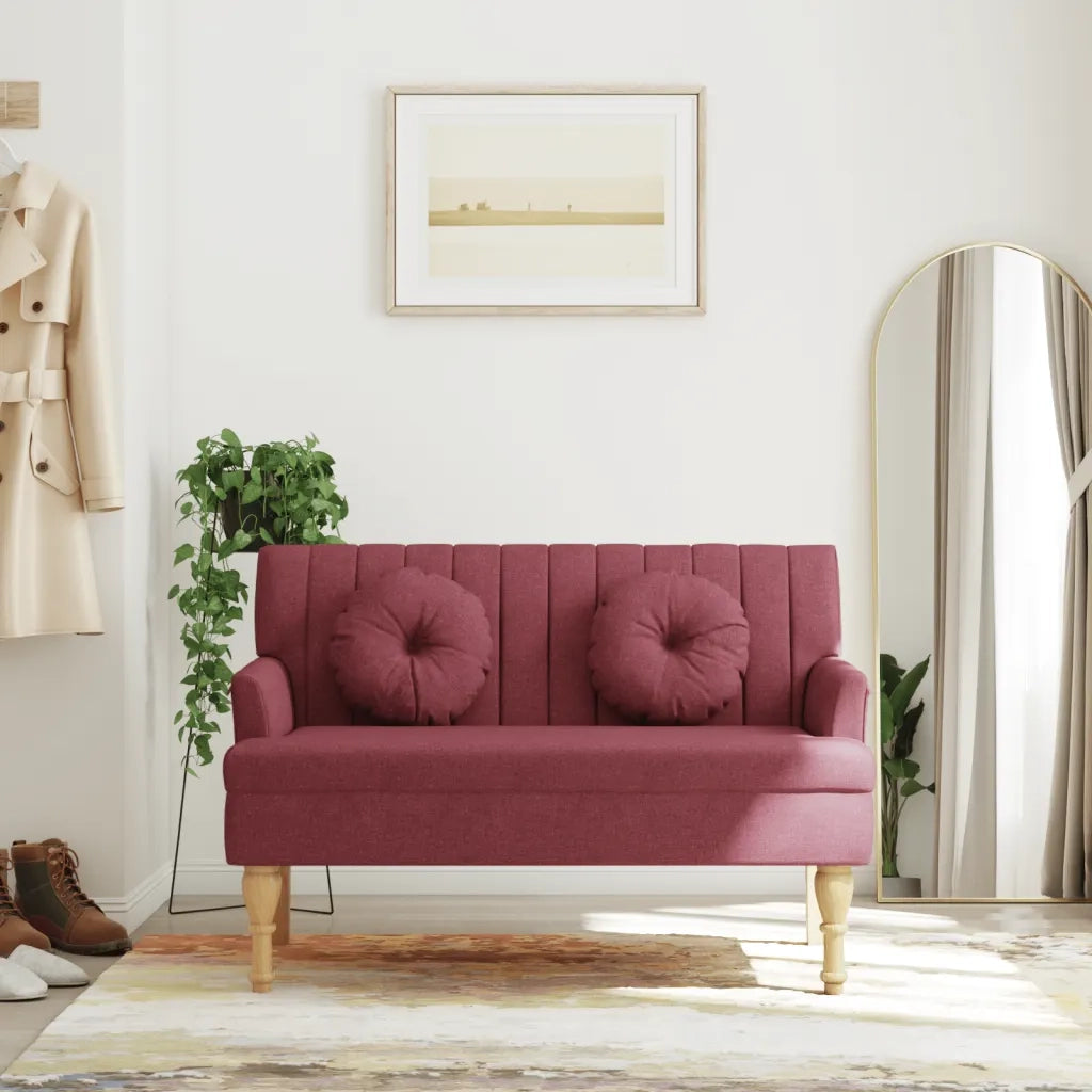 Panca con Cuscini Rosso Vino 113x64,5x75,5 cm in Tessuto 372137