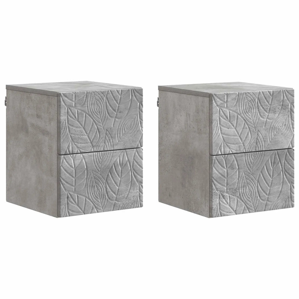Mobiletto da notte a muro 2 pcs Grigio Cemento 898812