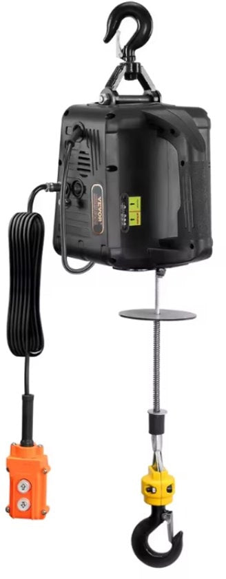 Lier Elettrico Portatile - Elevatore Elettrico - Grù Elettrica - Inclusa Comandi a Radio - Per Magazzino - Per Fabbrica - 1500 W - Massimo 500 KG - Nero
