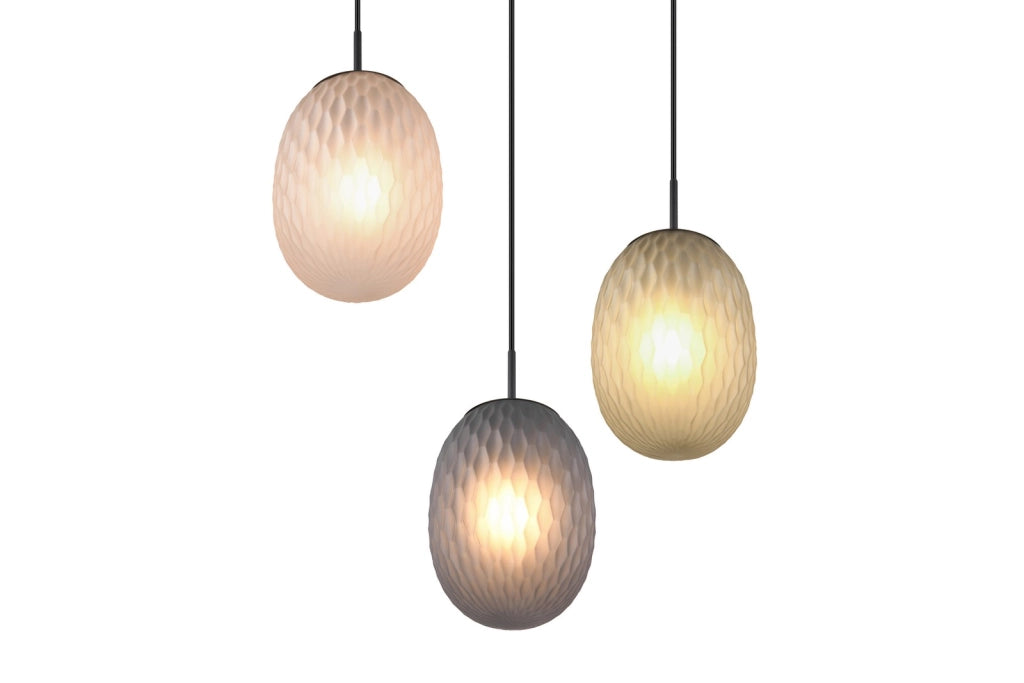 Lampadario Trio Facette nero vetro colorato Ø43 3xE27