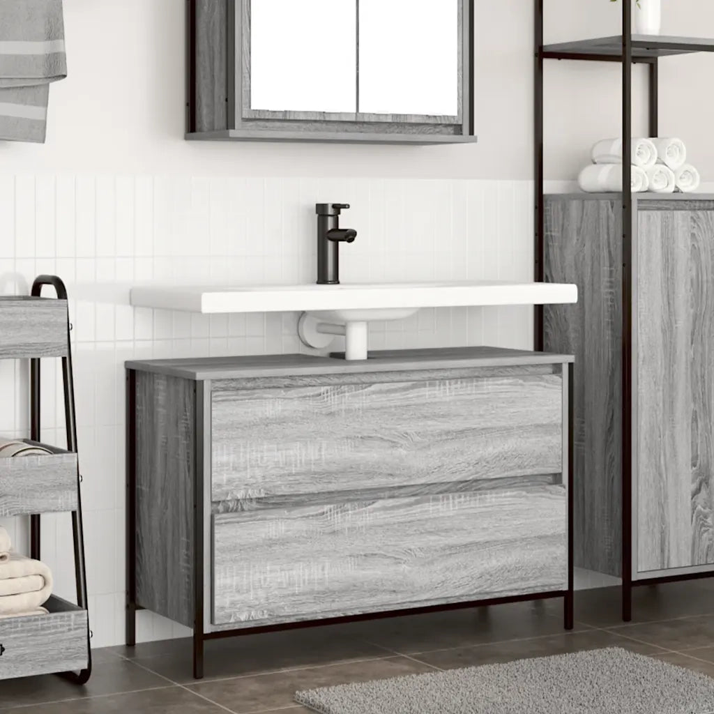 Mobile Lavabo da Bagno con Cassetti Grigio Sonoma 90x34,5x60 cm 861880