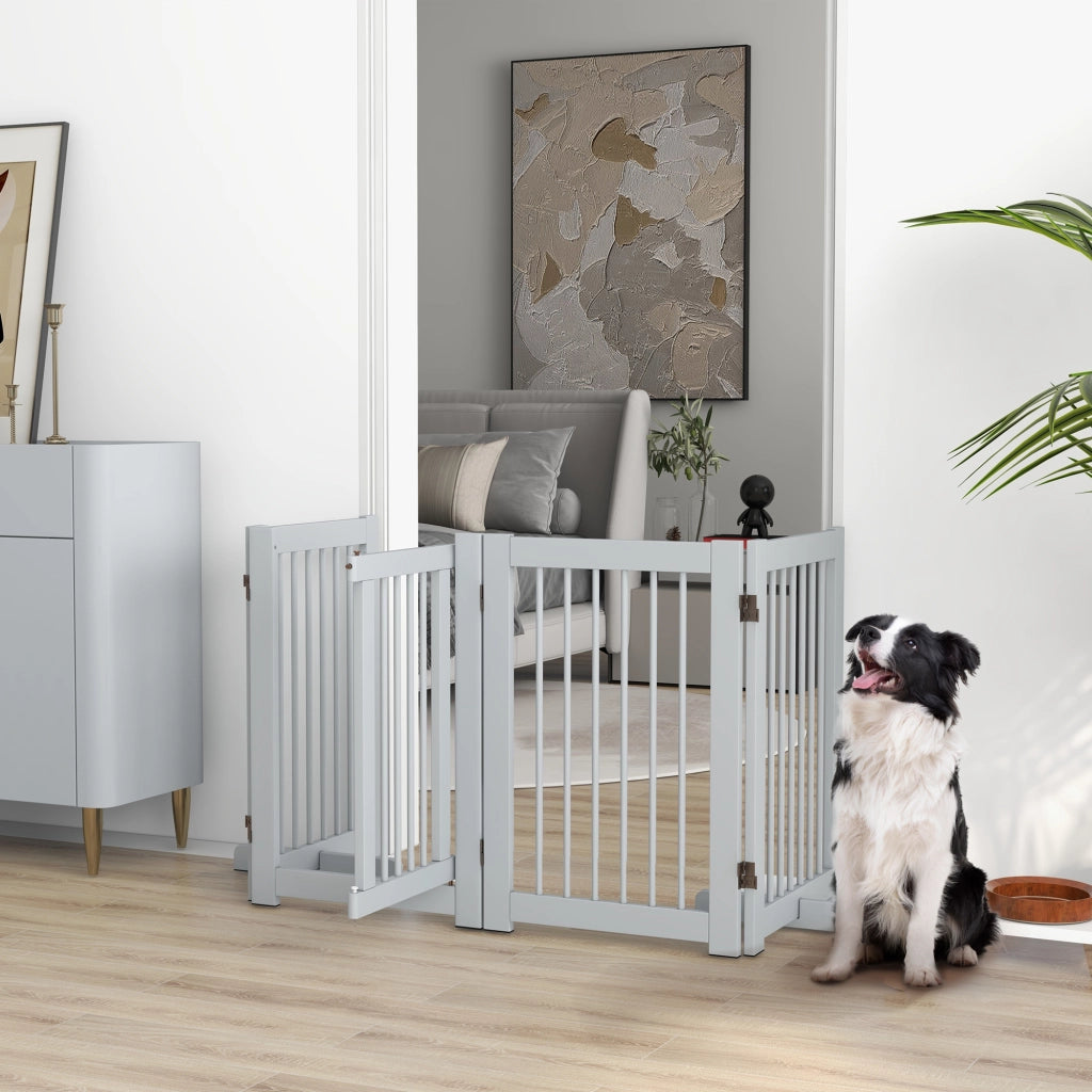 Cancello per Cani ¨C zephmum ¨C Legno di Pino 204x36x75 cm Grigio Chiaro