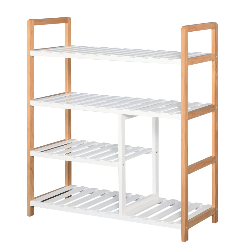 Scarpiera 4 Ripiani ¨C zephmum ¨C Legno di Pino MDF Bianco 60x25x80 cm