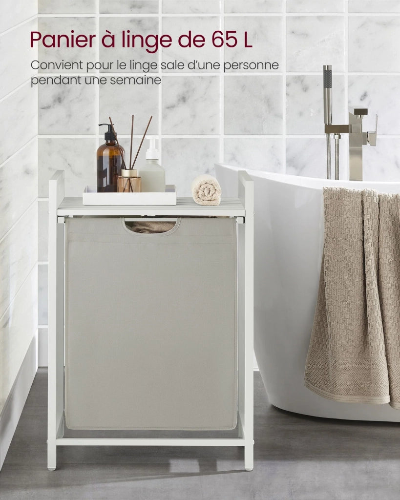 Cesto portabiancheria con 3 scomparti e 1 ripiano rimovibile per sacchetti capacità 38 litri per sacchetto per bagno o lavanderia bianco 12_0006766