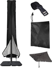 Parasole per giardino Overtrek, 240 cm x 57 cm, Nero, Resistente alle scalfitture e Impermeabile