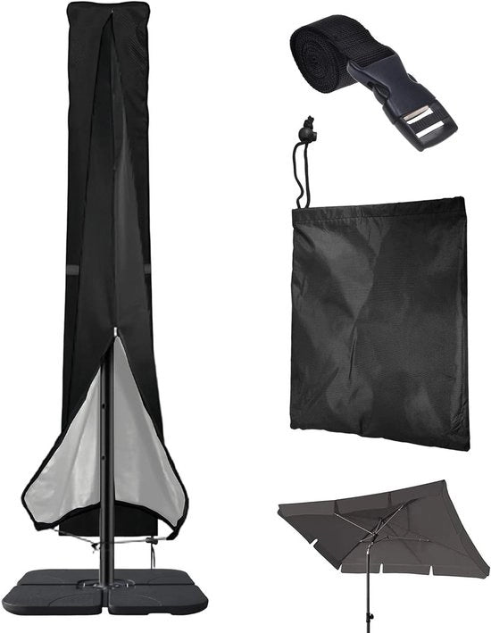 Parasole per giardino Overtrek, 240 cm x 57 cm, Nero, Resistente alle scalfitture e Impermeabile