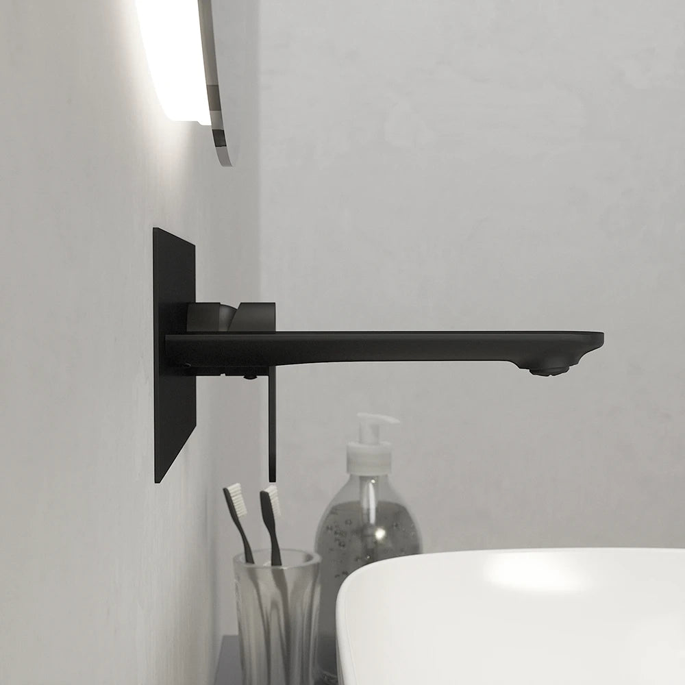 Set miscelatori: lavabo ad incasso bidet senza scarico e incasso doccia monocomando nero opaco | Kerry