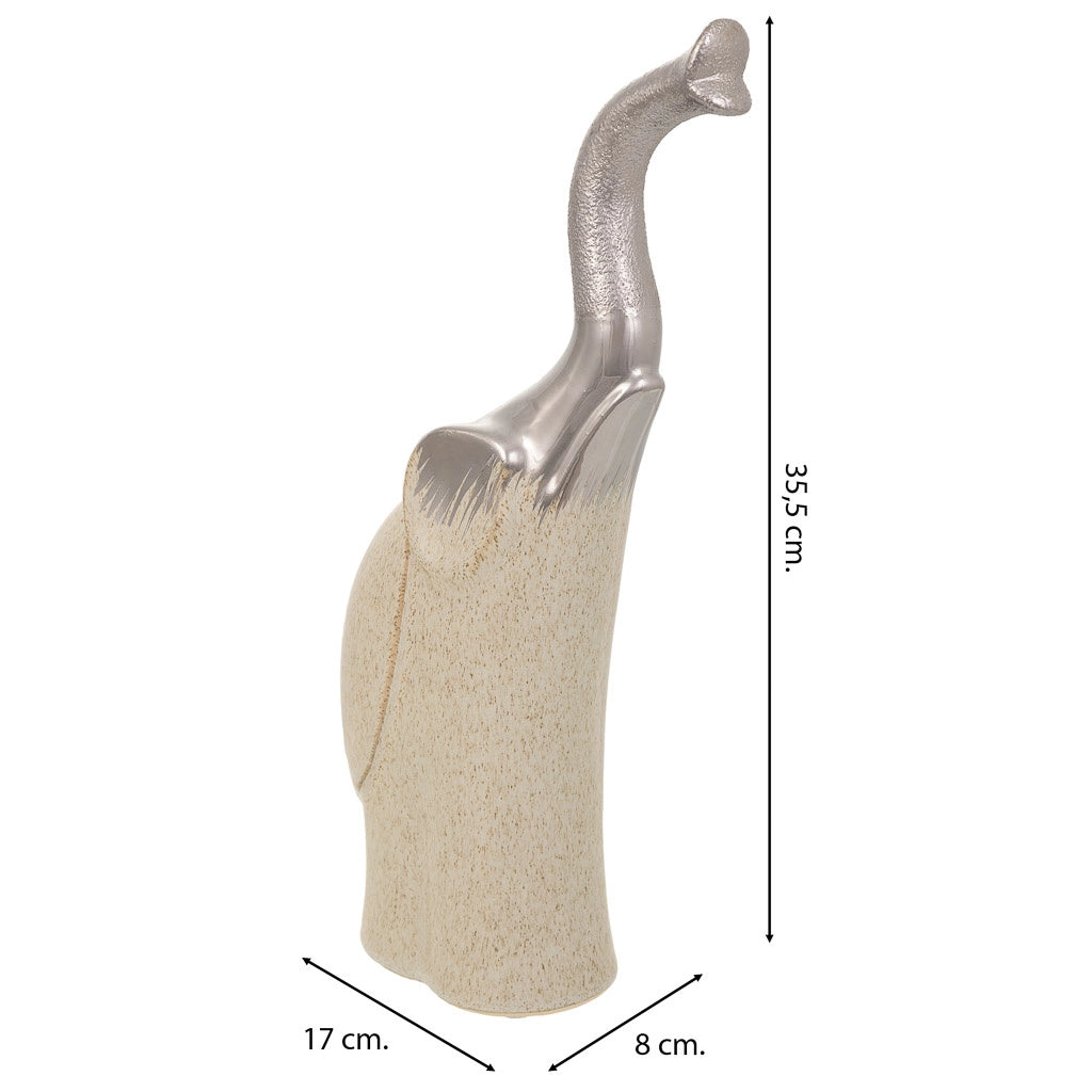 Elefante decoro ceramica argento 17x8x35,5h