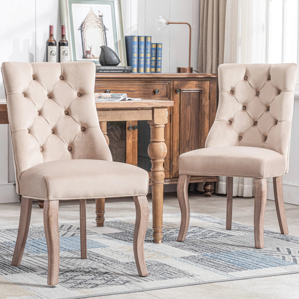 SEDIA da pranzo in velluto beige 97x51x47 cm Set 2 pezzi